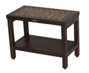 DecoTeak Eleganto 24" Teak Spa Bench with Viro Indoor or Outdoor Rattan Top and Shelf V-DT115