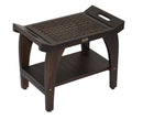 DecoTeak Tranquility 24" Teak Eastern Style Shower Bench with Viro Indoor or Outdoor Rattan Top and Shelf