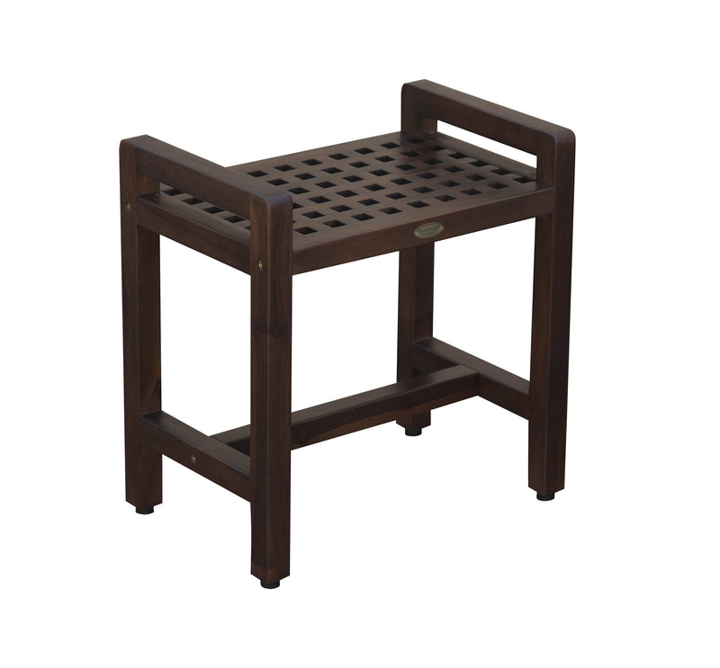 DecoTeak Espalier 20" Teak Lattice Shower Bench with LiftAid Arms