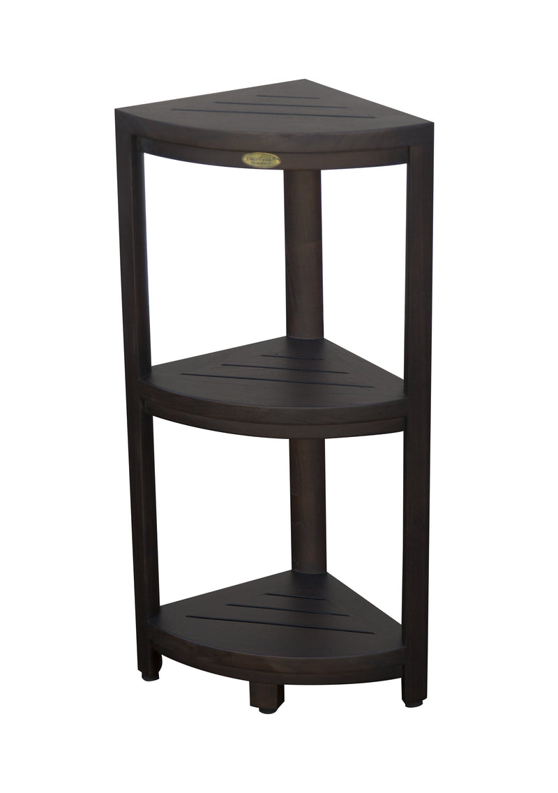 DecoTeak Oasis 3-Tier Teak Corner Shower Shelf 32"