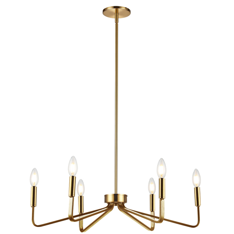 Dainolite 6 Light Incandescent Chandelier Aged Brass Finish CLN-266C-AGB