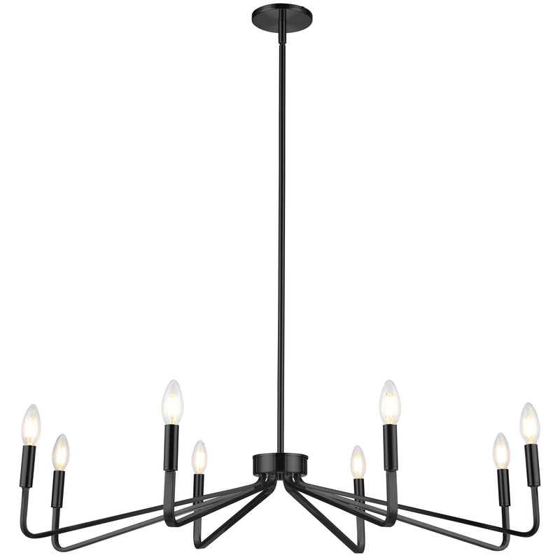 Dainolite 8 Light Incandescent Chandelier Matte Black Finish CLN-388C-MB