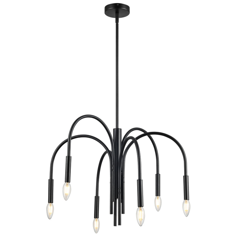 Dainolite 6 Light Incandescent Chandelier Matte Black Finish CLY-246C-MB