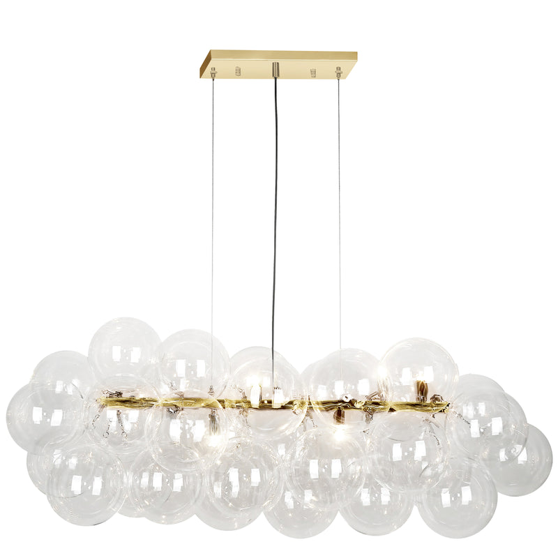 Dainolite 10 Light Halogen Horizontal Pendant Aged Brass Finish with Clear Glass CMT-418HP-CLR-AGB