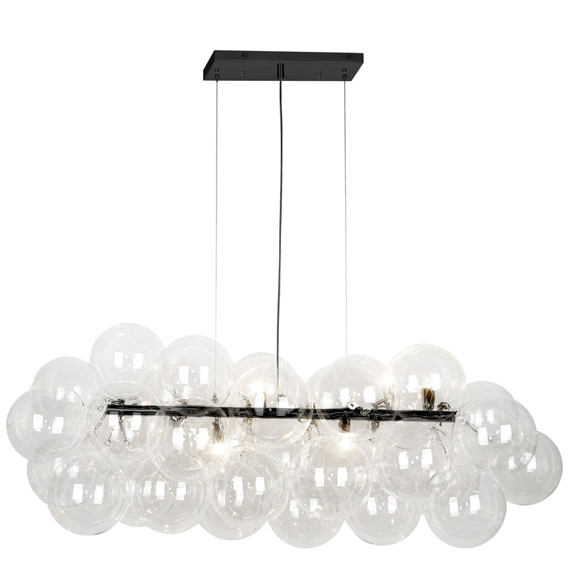 Dainolite 10 Light Halogen Horizontal Pendant Matte Black Finish with Clear Glass CMT-418HP-CLR-MB