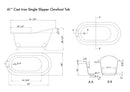 Cambridge Plumbing Cast Iron Slipper Clawfoot Tub 61" x 30" Complete BN Package