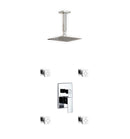 KubeBath Aqua Piazza Brass Shower Set with 8" Ceiling Mount Square Rain Shower and 4 Body Jets CR2004J2V