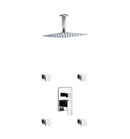 KubeBath Aqua Piazza Brass Shower Set with 12" Ceiling Mount Square Rain Shower and 4 Body Jets CR3004J2V