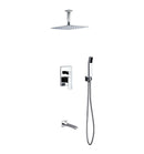 KubeBath Aqua Piazza Brass Shower Set with 12" Ceiling Mount Square Rain Shower Handheld and Tub Filler CR300HHTF3V