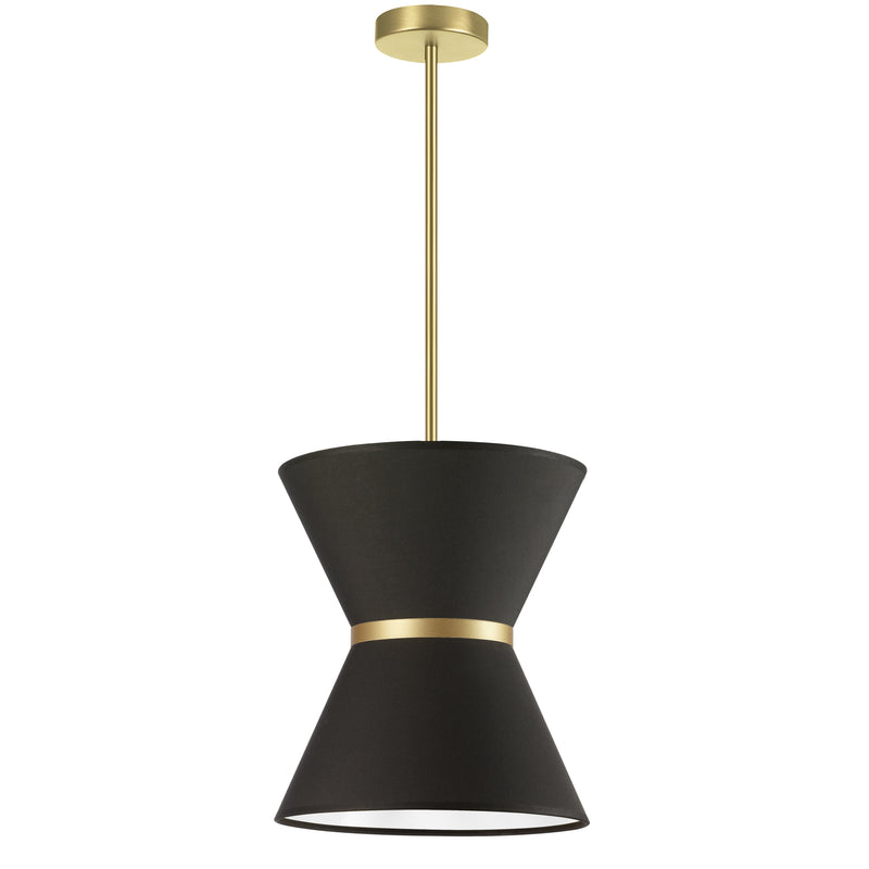 Dainolite 1 Light Incandescent Pendant Aged Brass with Gold Ring Black Shade CTN-121P-AGB-797