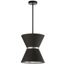 Dainolite 1 Light Incandescent Pendant Matte Black with Silver Ring Black and Silver Shade CTN-121P-MB-697