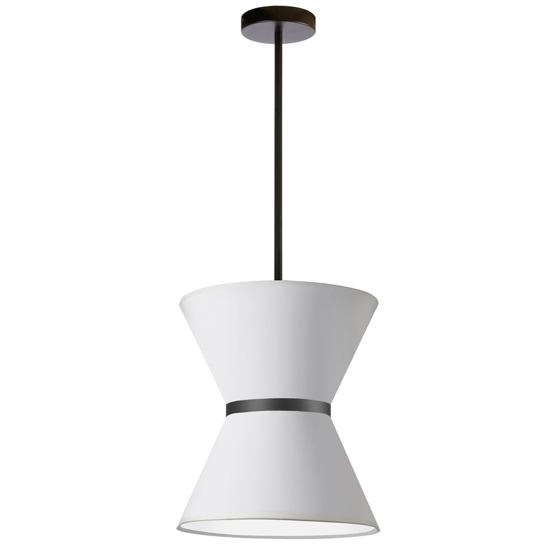 Dainolite 1 Light Incandescent Pendant Matte Black with White Shade CTN-121P-MB-790