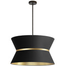 Dainolite 4 Light Incandescent Chandelier Matte Black with Gold Ring Black and Gold Shade CTN-244C-MB-698