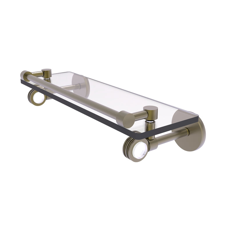 Allied Brass Clearview Collection 16 Inch Gallery Rail Glass Shelf with Dotted Accents CV-1D-16-GAL-ABR