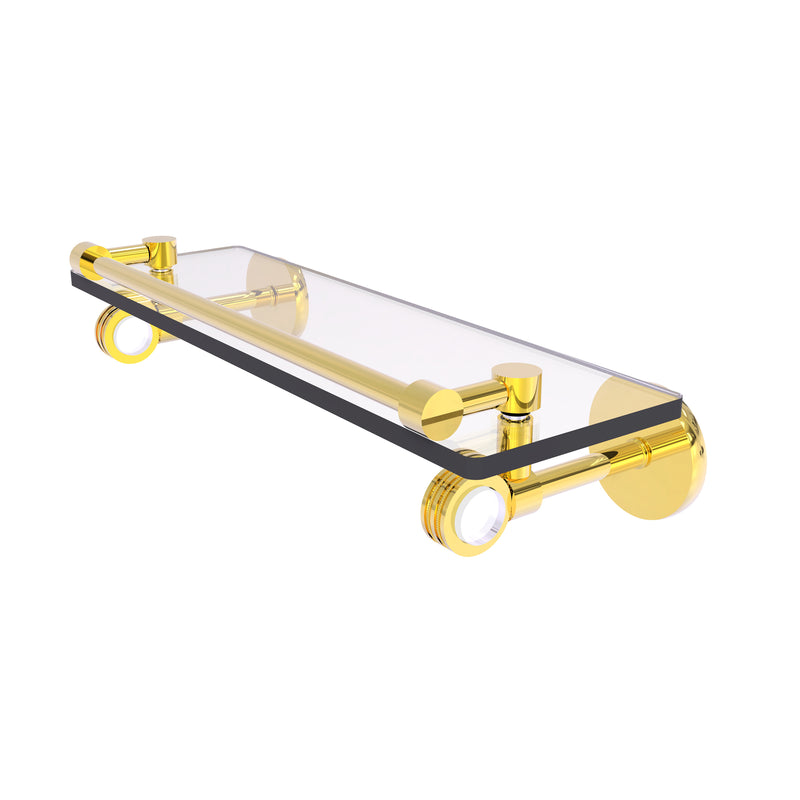 Allied Brass Clearview Collection 16 Inch Gallery Rail Glass Shelf with Dotted Accents CV-1D-16-GAL-PB