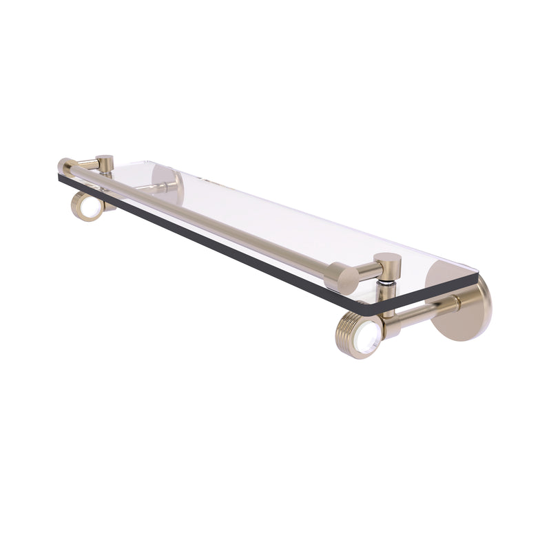 Allied Brass Clearview Collection 22 Inch Gallery Rail Glass Shelf with Groovy Accents CV-1G-22-GAL-PEW