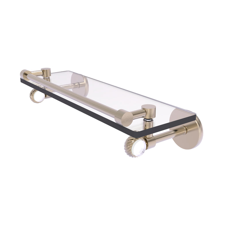 Allied Brass Clearview Collection 16 Inch Gallery Rail Glass Shelf with Twisted Accents CV-1T-16-GAL-PEW