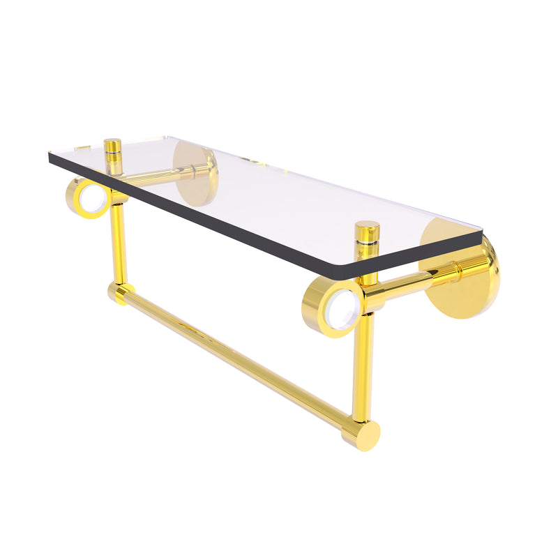 Allied Brass Clearview Collection 16 Inch Glass Shelf with Towel Bar CV-1TB-16-PB