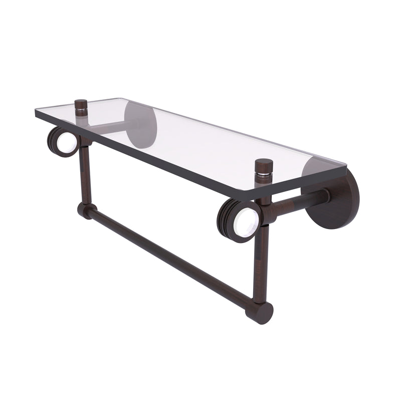 Allied Brass Clearview Collection 16 Inch Glass Shelf with Towel Bar and Dotted Accents CV-1TBD-16-VB