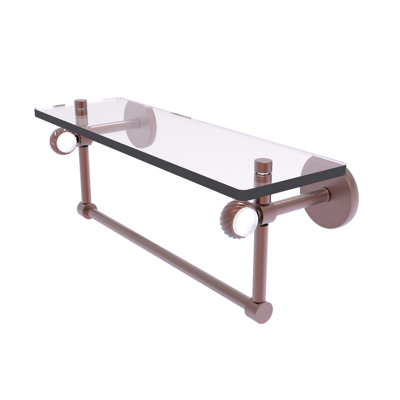 Allied Brass Clearview Collection 16 Inch Glass Shelf with Towel Bar and Twisted Accents CV-1TBT-16-CA