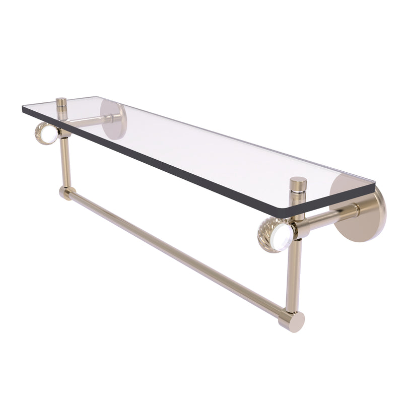 Allied Brass Clearview Collection 22 Inch Glass Shelf with Towel Bar and Twisted Accents CV-1TBT-22-PEW