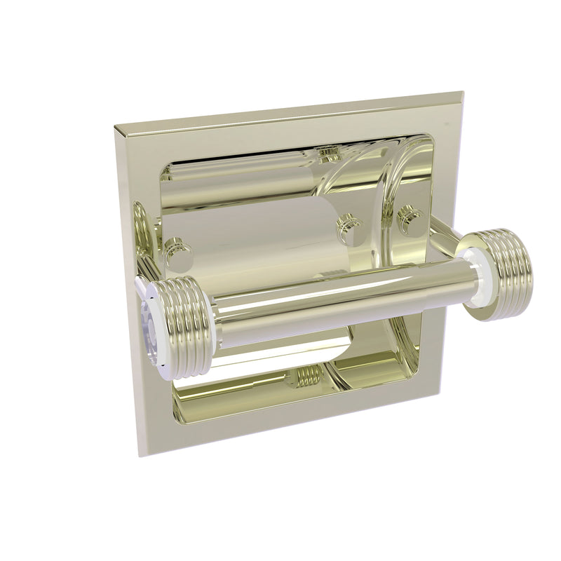 Allied Brass Clearview Collection Recessed Toilet Paper Holder with Groovy Accents CV-24CG-PNI