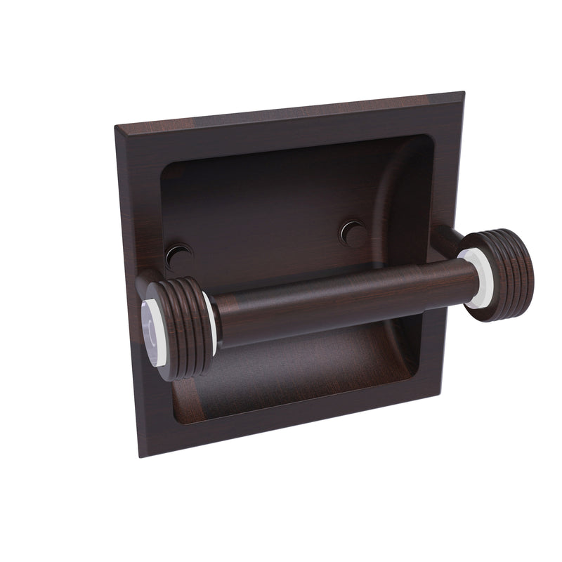 Allied Brass Clearview Collection Recessed Toilet Paper Holder with Groovy Accents CV-24CG-VB