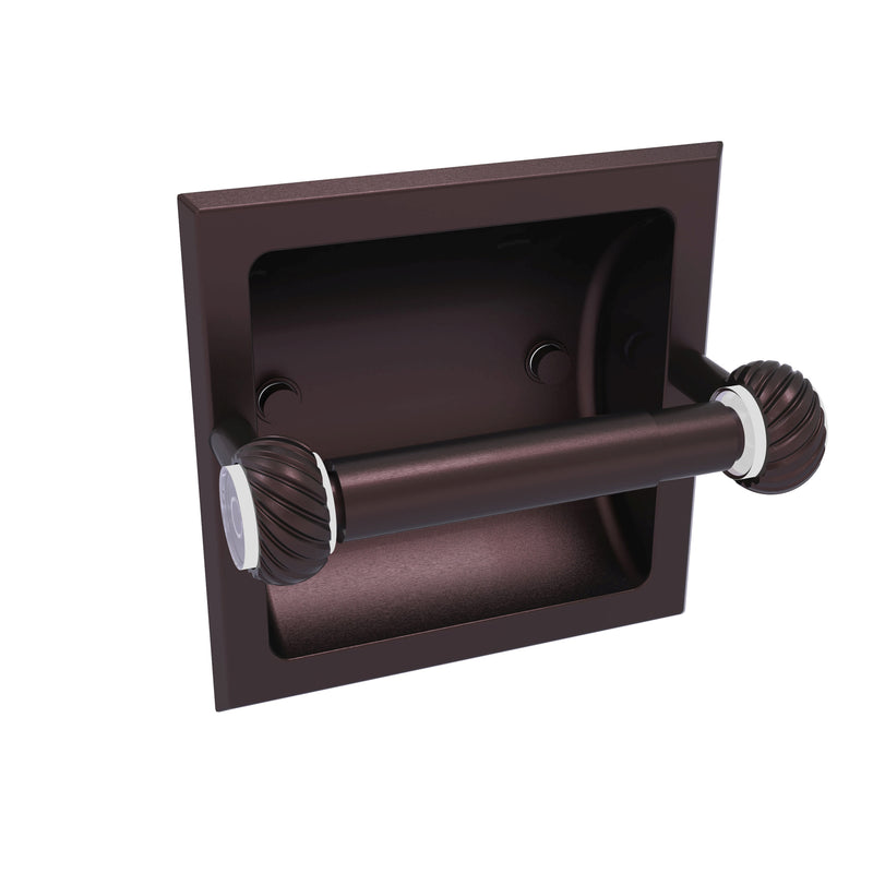 Allied Brass Clearview Collection Recessed Toilet Paper Holder with Twisted Accents CV-24CT-ABZ