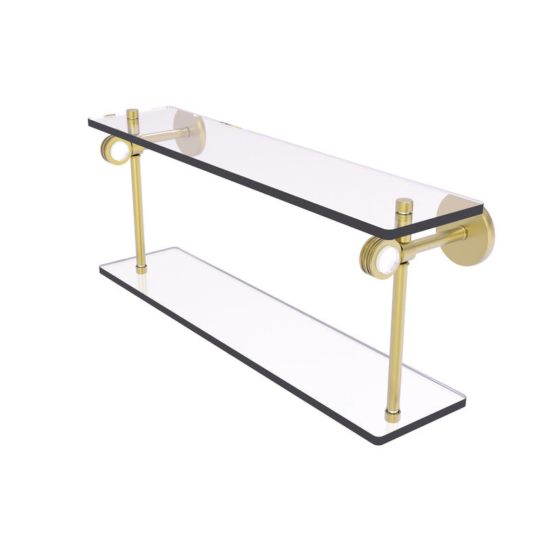 Allied Brass Clearview Collection 22 Inch Two Tiered Glass Shelf with Dotted Accents CV-2D-22-SBR