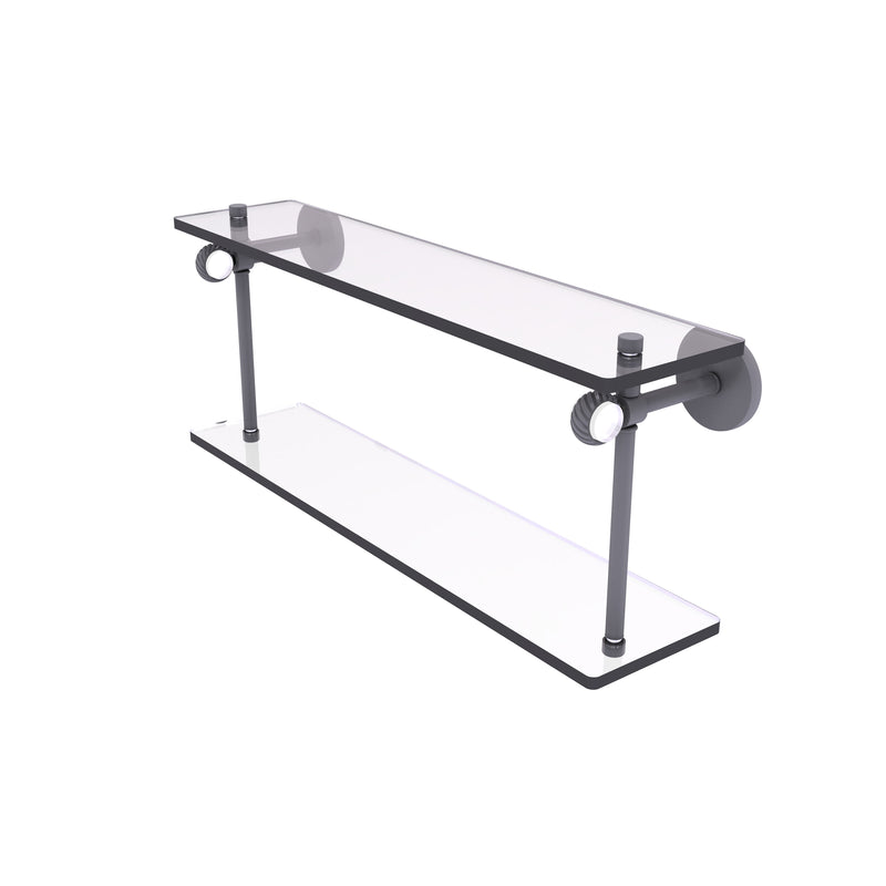 Allied Brass Clearview Collection 16 Inch Two Tiered Glass Shelf with Twisted Accents CV-2T-16-GYM