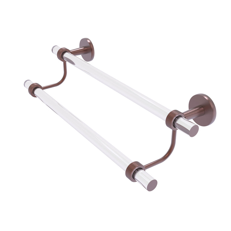 Allied Brass Clearview Collection 18 Inch Double Towel Bar with Groovy Accents CV-72G-18-CA