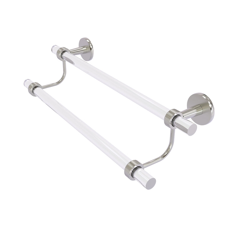 Allied Brass Clearview Collection 18 Inch Double Towel Bar with Groovy Accents CV-72G-18-SN