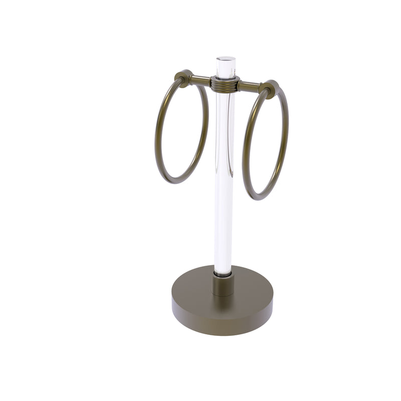 Allied Brass Clearview Collection Vanity Top Guest Towel Ring with Groovy Accents CV-GTRSG-10-ABR