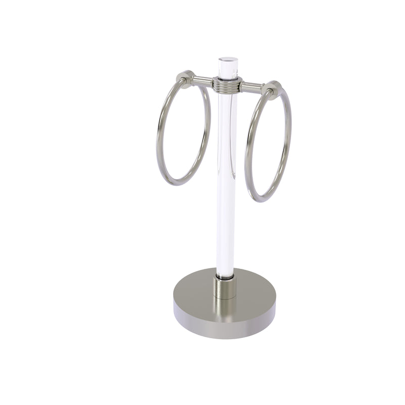 Allied Brass Clearview Collection Vanity Top Guest Towel Ring with Groovy Accents CV-GTRSG-10-SN