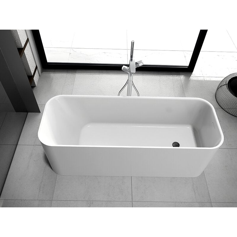 Castello USA Cheyenne Solid Surface 63" x 23" Freestanding Soaking Bathtub-Solid Surface