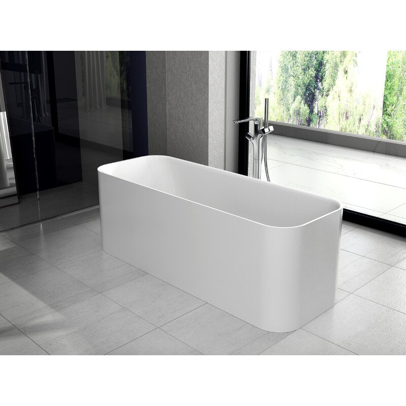 Castello USA Cheyenne Solid Surface 63" x 23" Freestanding Soaking Bathtub-Solid Surface