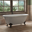 Cambridge Plumbing Cast Iron Double Ended Clawfoot Tub 60"x30" No Drillings BRZ Package