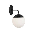 Dainolite 1 Light Halogen Wall Sconce Matte Black with White Glass DAY-141W-MB