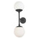 Dainolite 2 Light Halogen Wall Sconce Matte Black with White Glass DAY-232W-MB