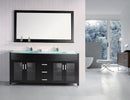 Design Element Waterfall 72" Double Sink Vanity Set in Espresso