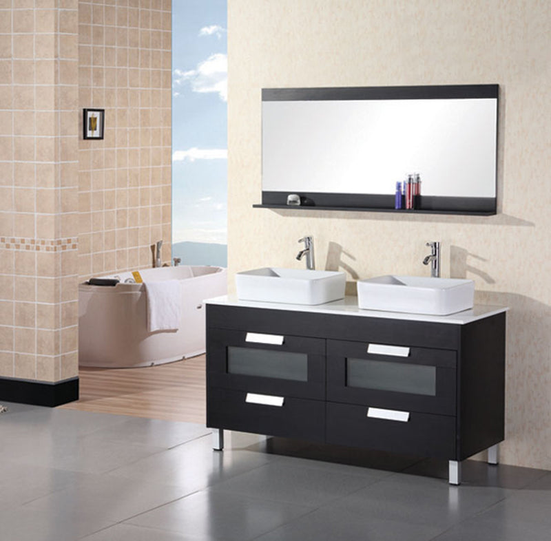 Design Element Francesca 55" Double Sink Vanity Set in Espresso