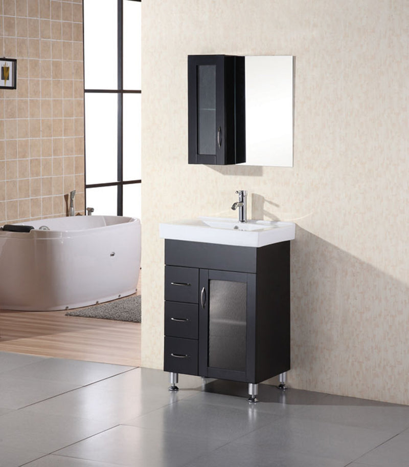 Design Element Milan 24" Single Sink Vanity Set in Espresso