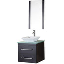 Design Element Portland 24" Single Sink - Wall Mount Vanity Set in Espresso with Glass Top