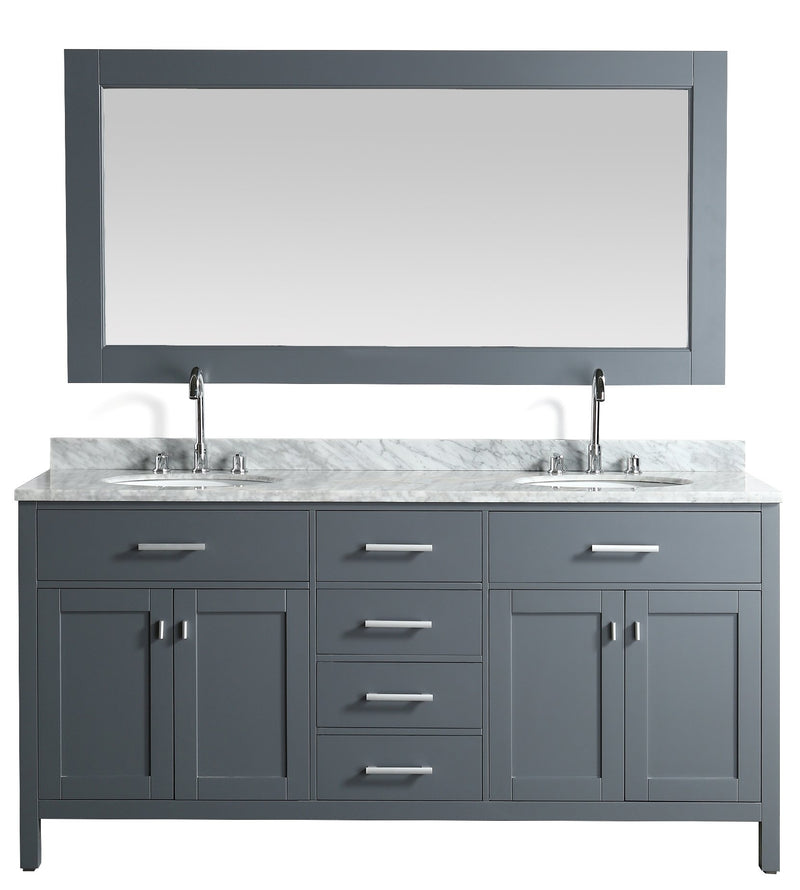 Design Element London 72" Double Sink Vanity Set in Gray Finish