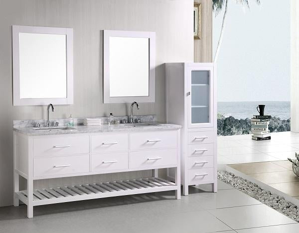 Design Element London 72" Double Sink Vanity and London 60" Linen Cabinet Set in Espresso