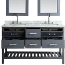 Design Element London 61" Double Sink Vanity Set in Espresso with Open Bottom