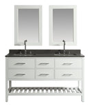 Design Element London 61" Double Sink Vanity Set in White with Open Bottom