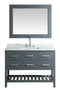 Design Element London 48" Vanity in Gray with Marble Vanity Top in Carrera White with White Basin and Mirror