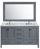 Design Element London 61" Double Sink Vanity Set in Gray Finish