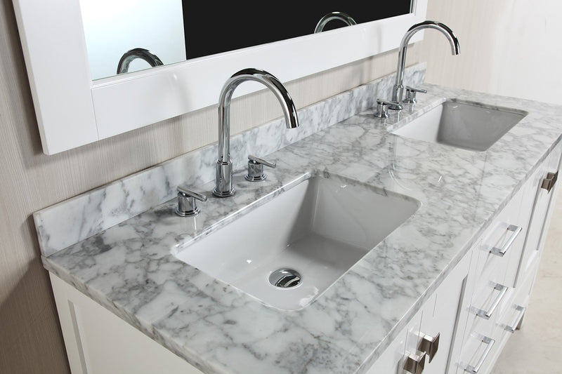 Design Element London 61" Double Sink Vanity Set in White Finish